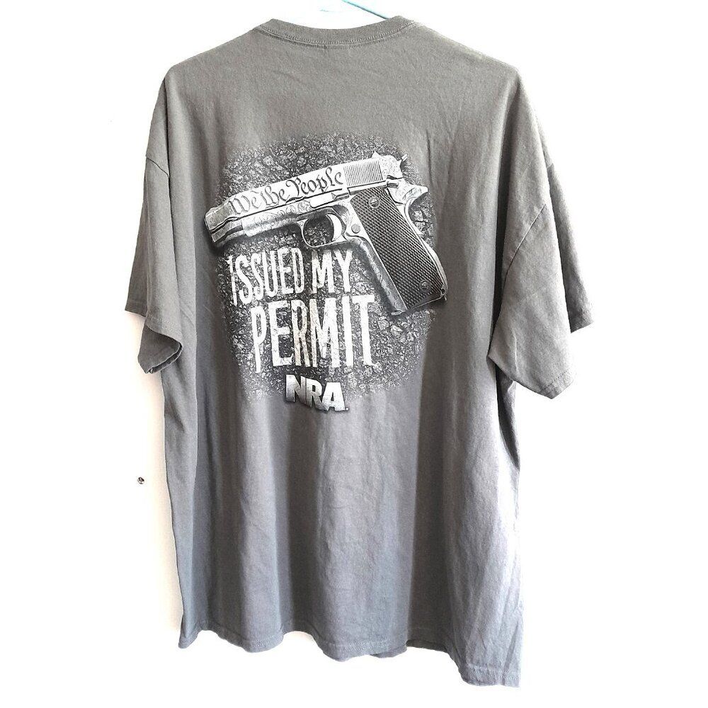 Gildan NRA T-Shirt Color Brown Size 2XL Issued My Permit